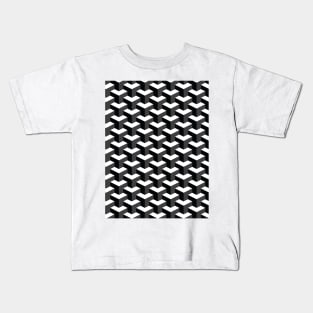 Black and White Cube Pattern 3D Effect Kids T-Shirt